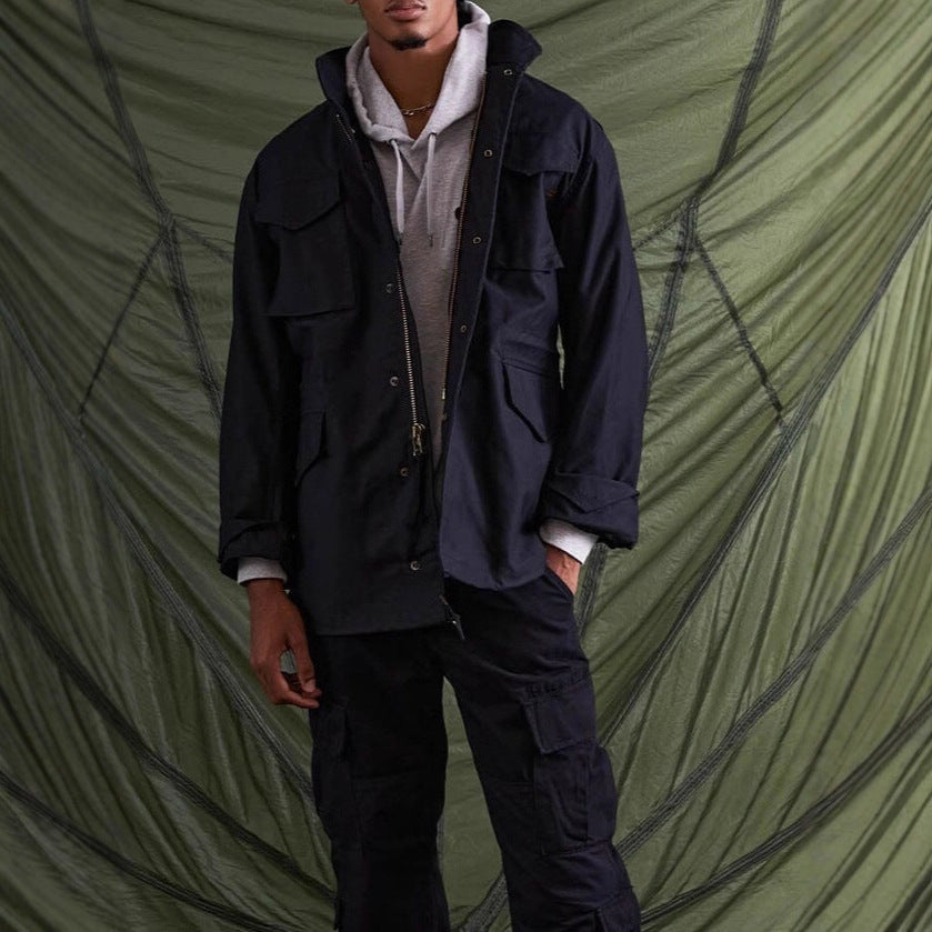 Herren multifunktionale Parkajacke mit praktischen Taschen und modernem Stehkragen Echoarchiv