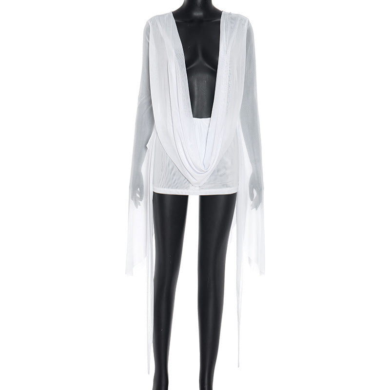 Damen Fließender Kaftan mit weiten Ärmeln und tieferem Ausschnitt Echo Archiv