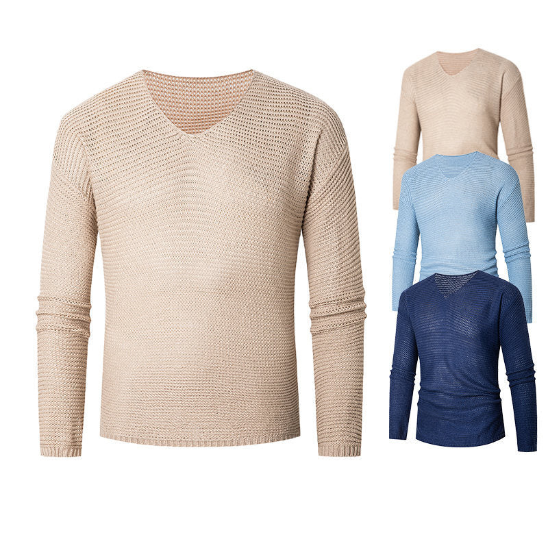 Herren eleganter V-Ausschnitt Pullover aus atmungsaktiver Baumwolle Echoarchiv