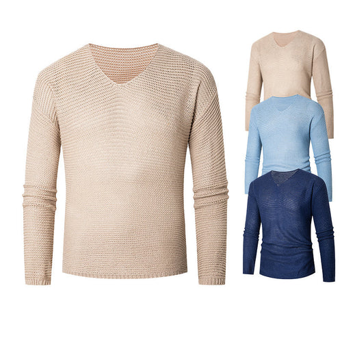 Herren eleganter V-Ausschnitt Pullover aus atmungsaktiver Baumwolle Echoarchiv