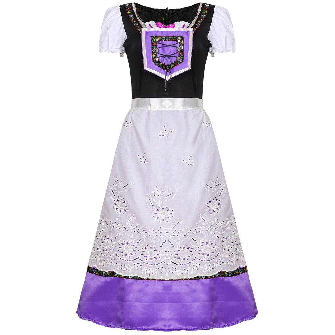 Damen nan traditionelles Dirndlkleid mit bestickter Schürze und Schnürmieder Echo Archiv