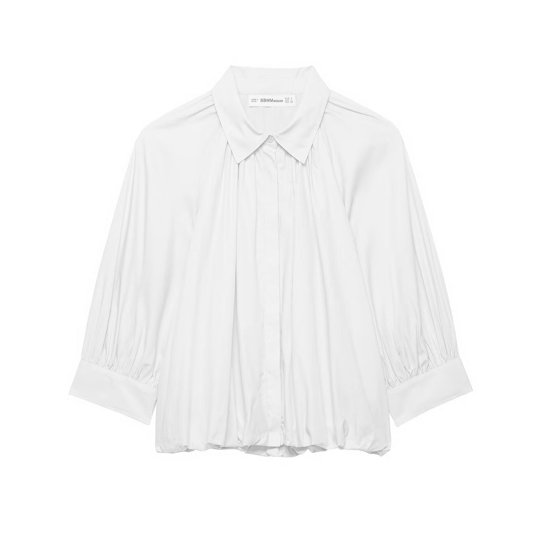 Damen Oversize-Hemdbluse mit Faltenlegung, Ballonärmeln und gerafftem Saum Echoarchiv