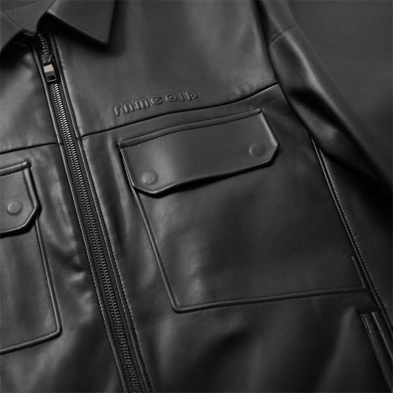 Herren Premium-Lederblouson im Hemdjacken-Stil mit Brustpattentaschen Echo Archiv
