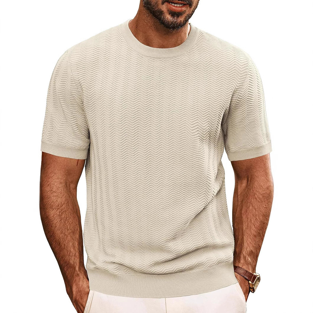 Herren luftiger Strickpullover mit Wellenmuster Echoarchiv