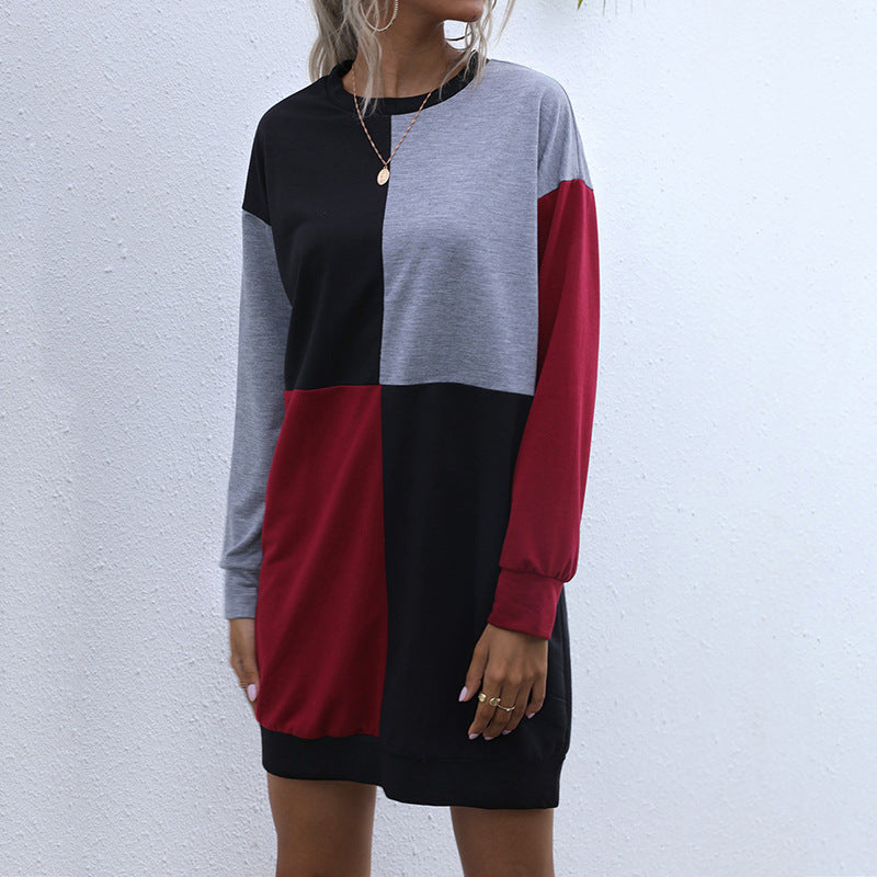 Damen Langarm-Sweatkleid mit Blockpaneelen und weitgeschnittener Passform Echoarchiv