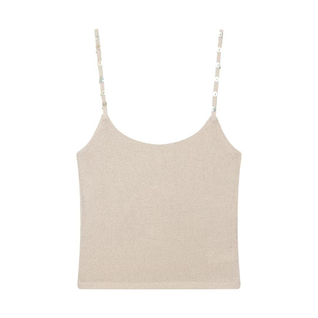 Damen Trägershirt mit feiner Struktur und dekorativen Knöpfen Echo Archiv
