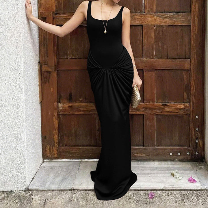 Damen Elegantes bodenlanges Kleid mit raffiniertem Drapierungseffekt Echo Archiv