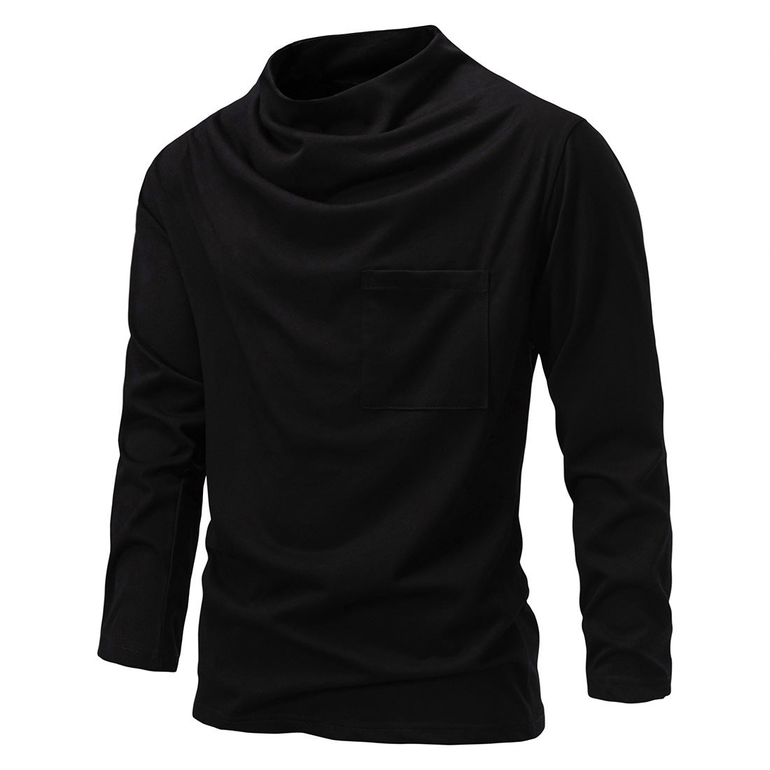 Herren Langarmshirt mit Wasserfallkragen und Brusttasche Echo Archiv