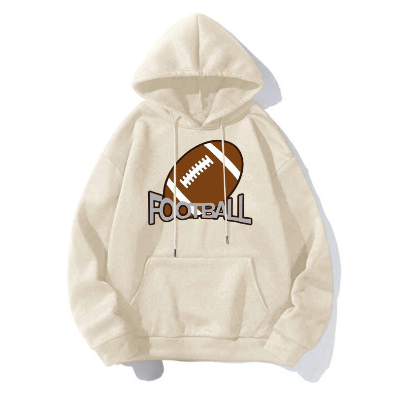Damen Sportlicher Kapuzenpullover mit Football-Motiv Echoarchiv