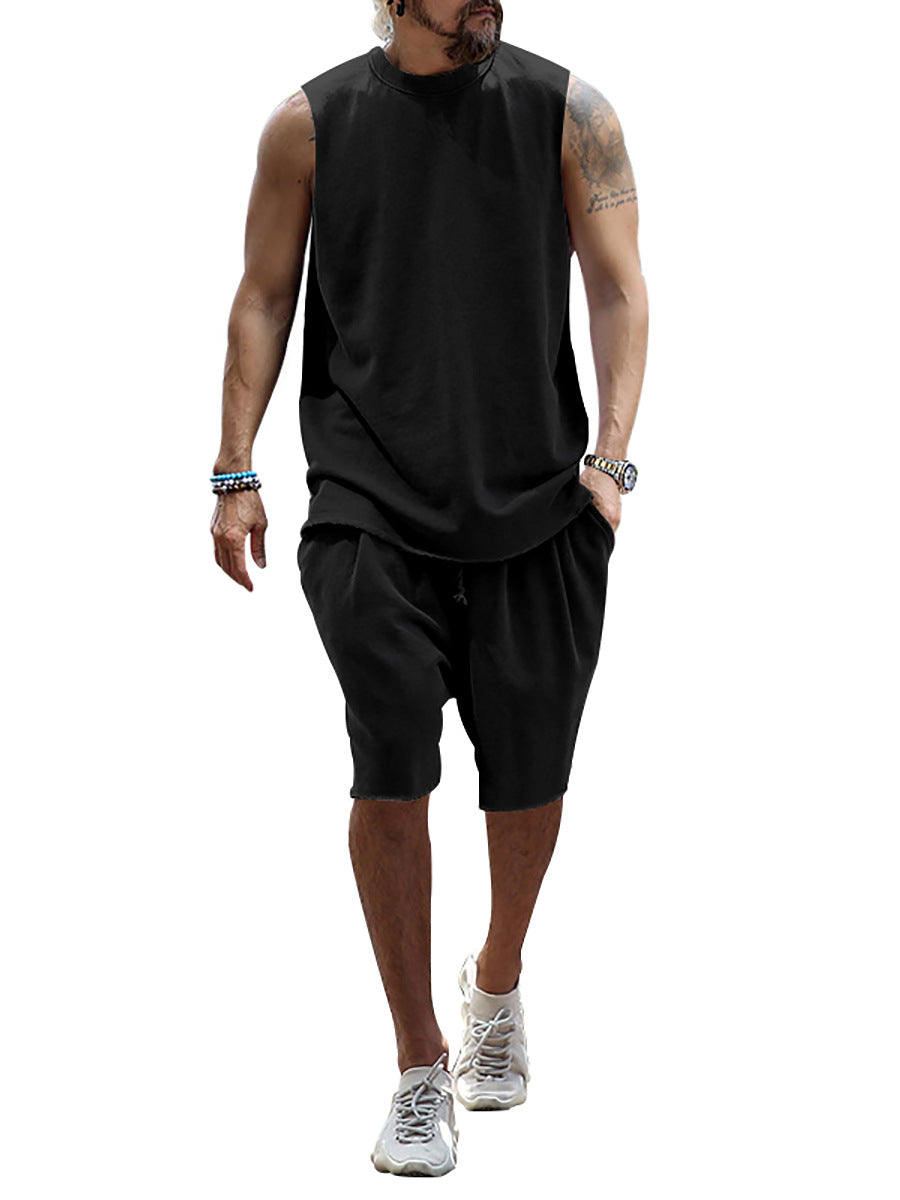 Herren sportliches Tanktop und Shorts-Set aus hochwertigem Baumwollmix Echoarchiv