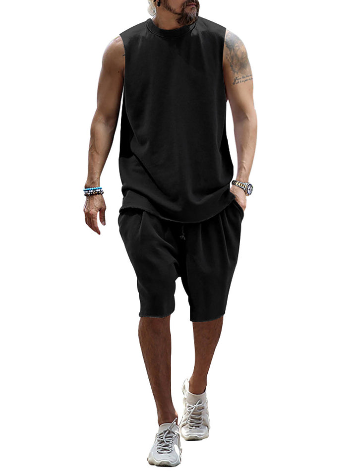 Herren sportliches Tanktop und Shorts-Set aus hochwertigem Baumwollmix Echoarchiv