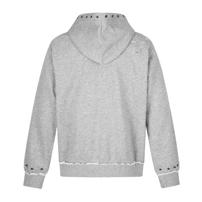 [Herren] Kapuzensweatjacke mit durchgehendem Reißverschluss, Vintage‑Print und Nietenbesatz Echo Archiv