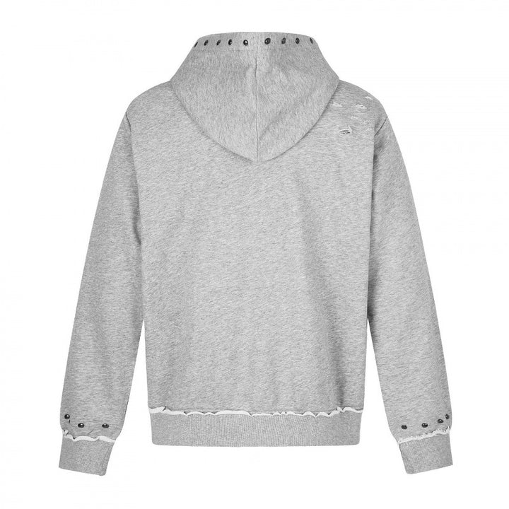 [Herren] Kapuzensweatjacke mit durchgehendem Reißverschluss, Vintage‑Print und Nietenbesatz Echo Archiv