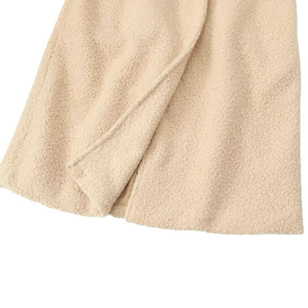 Damen Zweireihiger Teddy‑Mantel mit Bindegürtel und Schnallenärmeln Echo Archiv