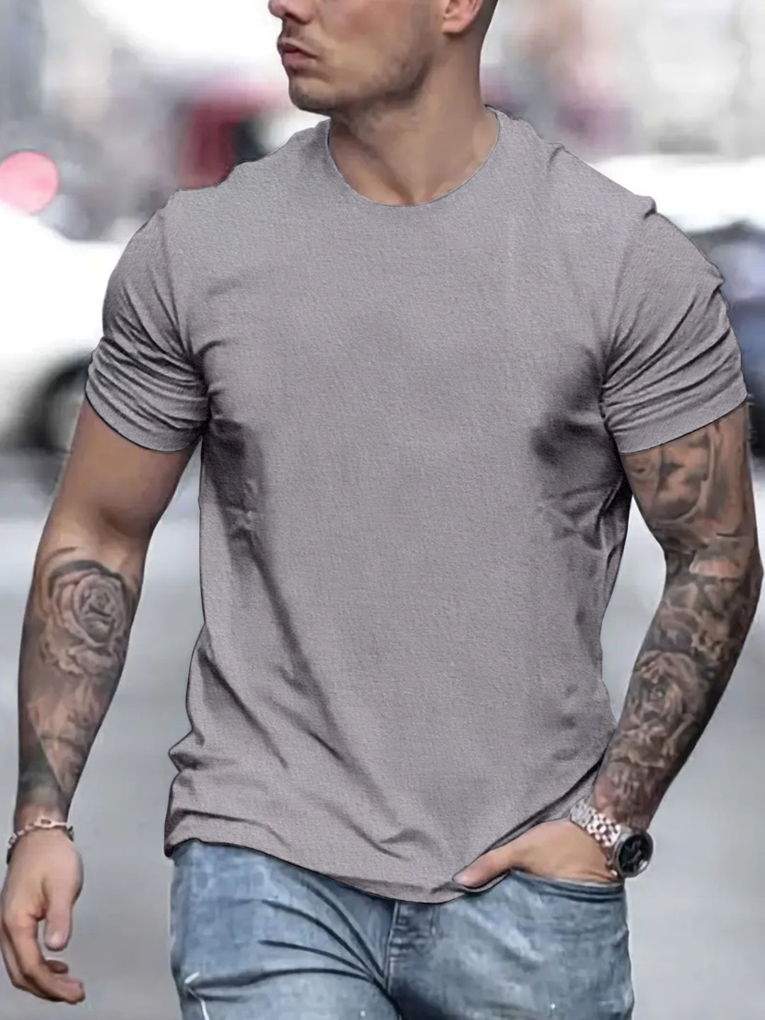 Herren lässiges T-Shirt mit strukturierter Oberfläche und bequemem Schnitt Echoarchiv