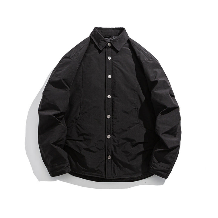 Herren Leicht wattierte Overshirt-Jacke mit Hemdkragen und Druckknopfblende Echoarchiv