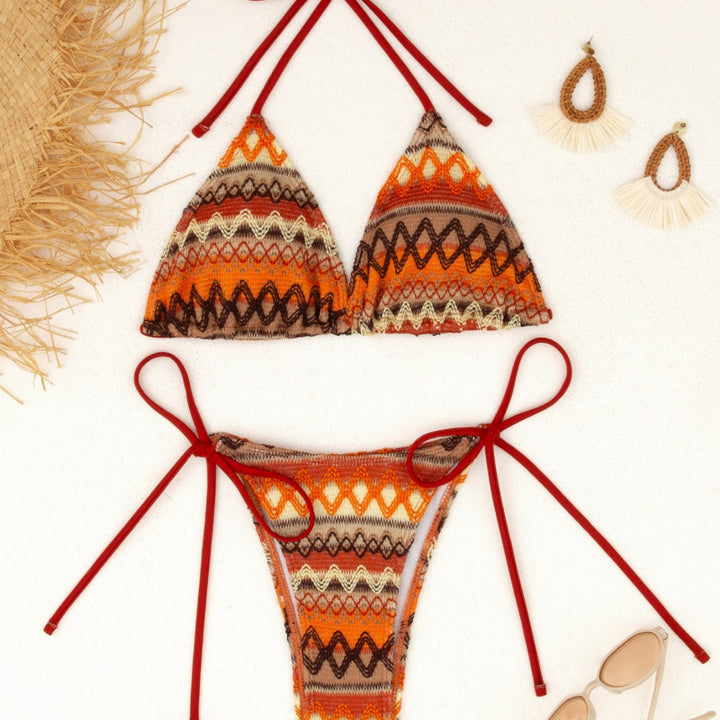 Damen Triangel-Bikini-Set mit farbenfrohem Ethno-Muster Echo Archiv