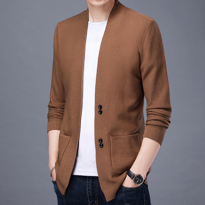 Herren Strickjacke mit lässigem Schalkragen und aufgesetzten Taschen Echoarchiv