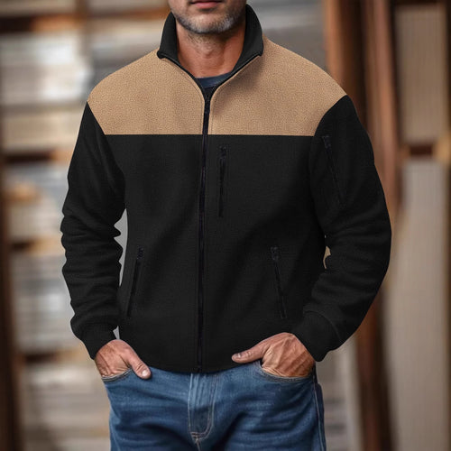 Herren Fleecejacke mit stylischem Farbdreieck-Design Echoarchiv