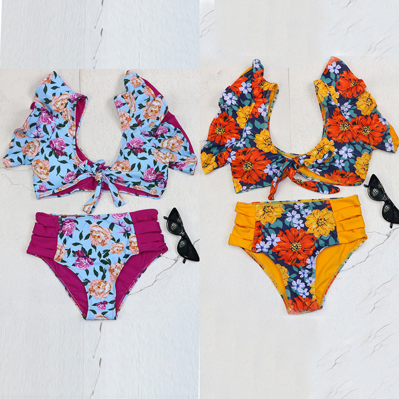 Damen Bikini-Set mit Rüschendetails und floralem Muster Echo Archiv