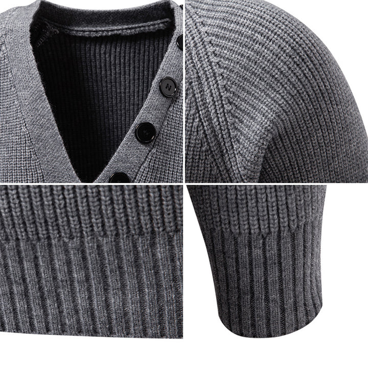 Herren Strickpullover mit integriertem Schlauchkragen-Schal und Knopfdetail Echo Archiv