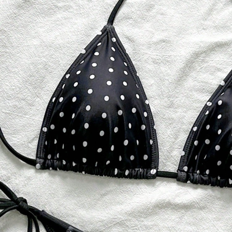 Damen Triangel-Bikini mit modischem Punkten-Design und verstellbaren Bindebändern Echo Archiv