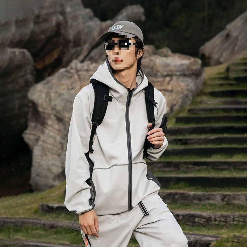 Herren Oversize Outdoor-Fleecejacke mit Kapuze, Ärmel-Reißverschlusstasche & Tunnelzug Echoarchiv