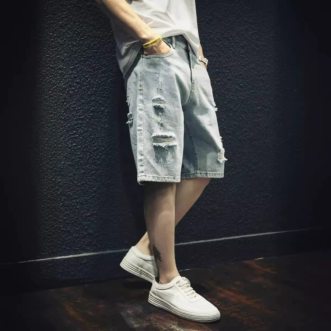 Herren lässige Destroyed Denim-Shorts mit modernen Details und bequemer Passform Echoarchiv