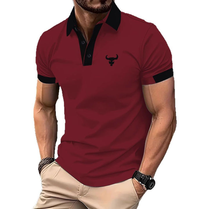 Herren Poloshirt mit kontrastierendem Kragen und gesticktem Motiv Echoarchiv