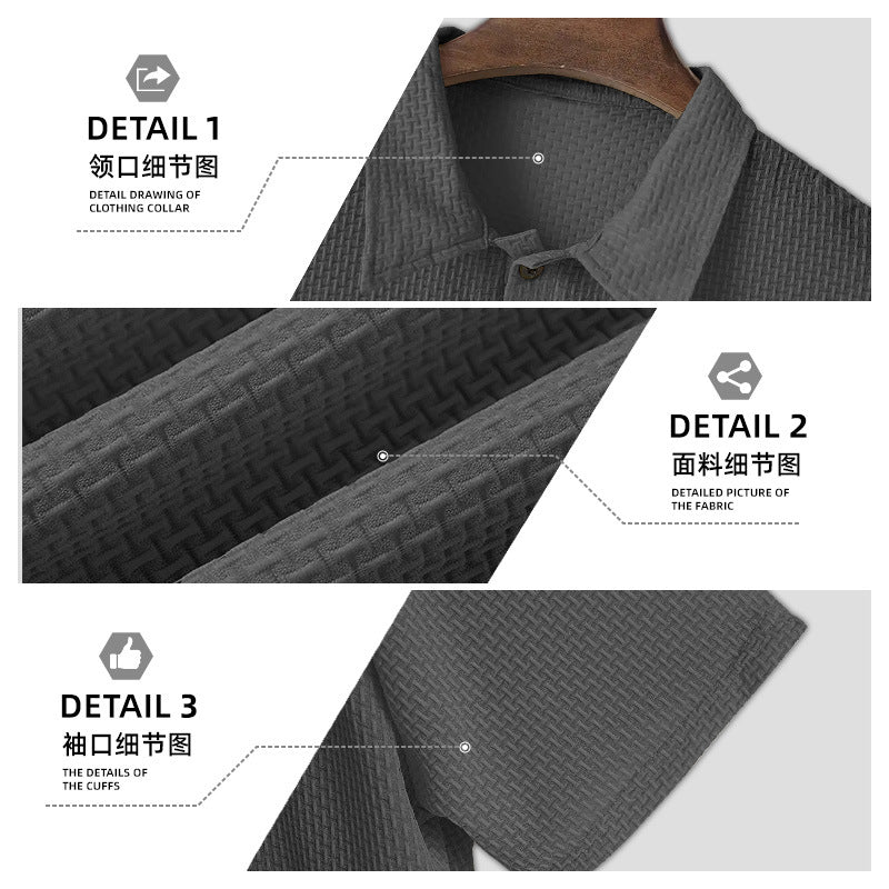 Herren nan strukturiertes Mikrojacquard-Poloshirt mit schlanker Passform und elastischem Komfortstretch Echo Archiv