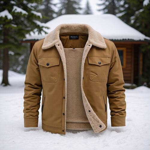 Herren Utility-Arbeitsjacke aus Canvas mit Kunstfellkragen und gesteppter Innenfütterung Echoarchiv