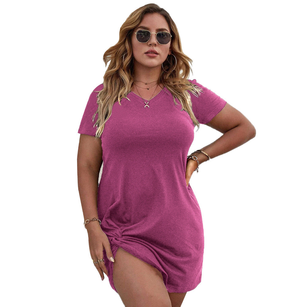 Damen lässiges Knielanges Shirtkleid mit seitlichem Knoten Echo Archiv