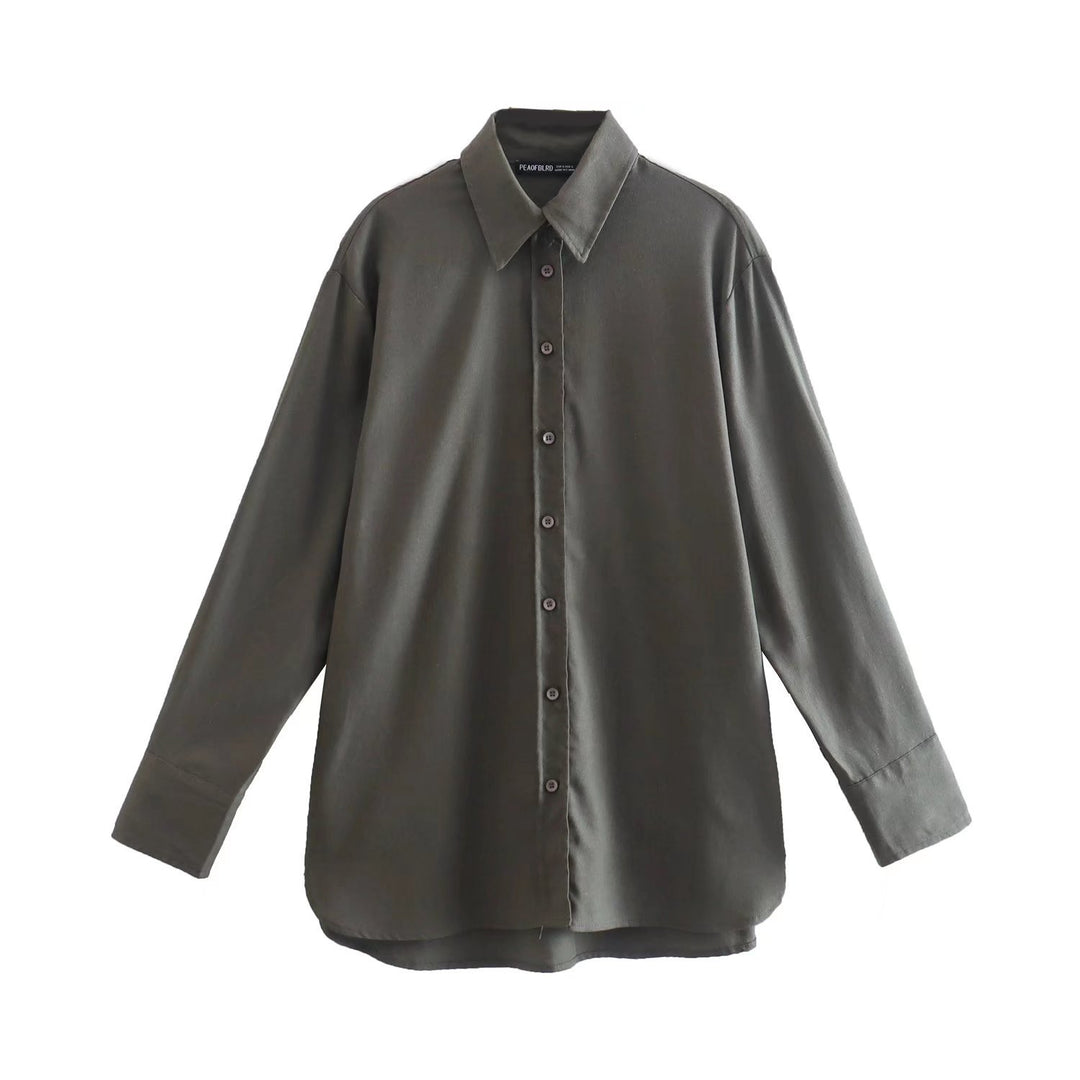 Damen Oversize-Hemdbluse mit verlängertem Rückenteil, kastigem Schnitt und durchgehender Knopfleiste Echo Archiv