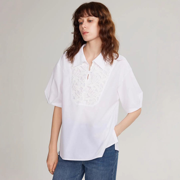 Damen Elegante Bluse mit traumhaftem Stickdesign und Knopfdetails Echo Archiv