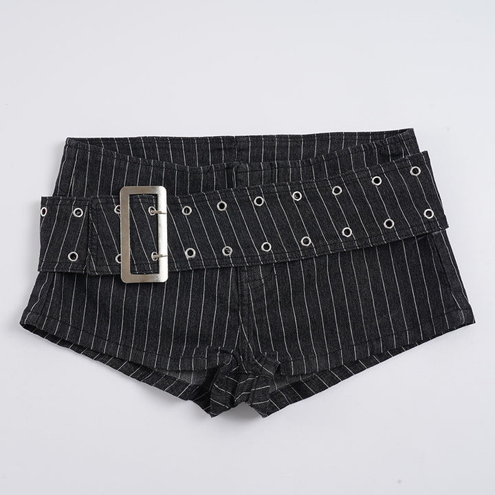 Damen modische Shorts mit breitem Gürtel und dekorativen Ösen Echo Archiv
