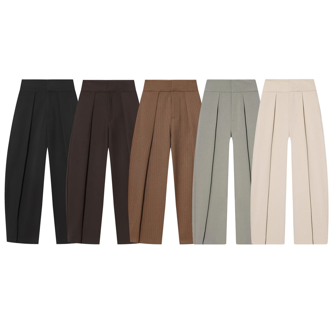 Damen Hochtaillierte Plissée-Hose mit weitem Bein und markanten Vorderfalten Echo Archiv
