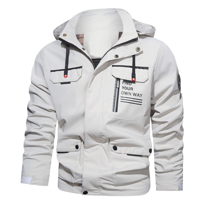 Herren wasserabweisende Kapuzen-Fieldjacke mit Brustreißverschluss und Multifunktions-Taschen Echo Archiv