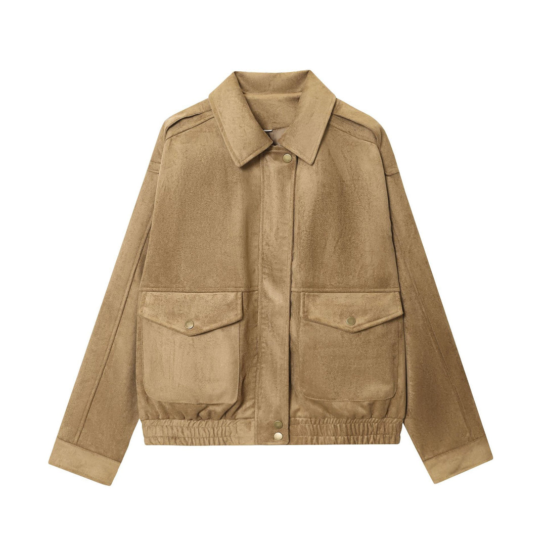 Damen 20+ Cropped Wildlederoptik‑Blousonjacke mit aufgesetzten Pattentaschen und elastischem Bund Echo Archiv