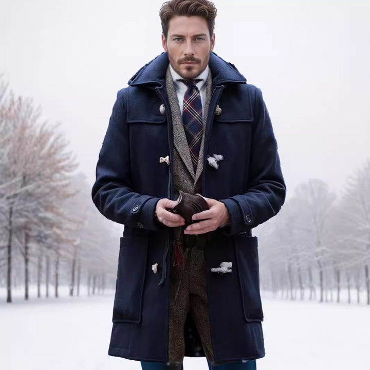 Herren eleganter Dufflecoat mit klassischem Design Echoarchiv