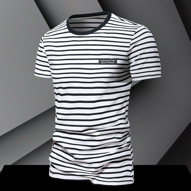 Herren lässiges gestreiftes T-Shirt Echoarchiv