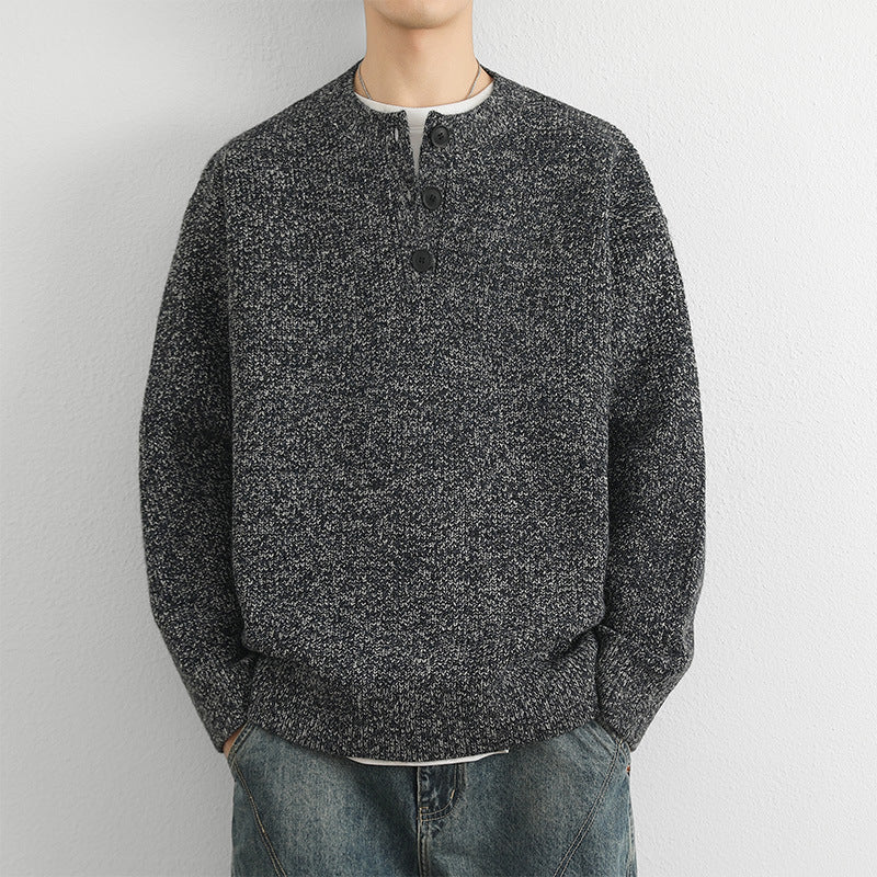 Herren Grobstrick Pullover mit Knopfleiste – Norvane