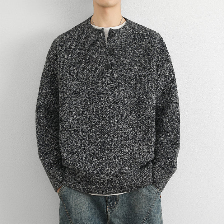 Herren Grobstrick Pullover mit Knopfleiste – Norvane