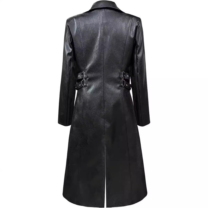 Herren asymmetrische Kunstlederjacke mit dekorativen Schnallen Echoarchiv