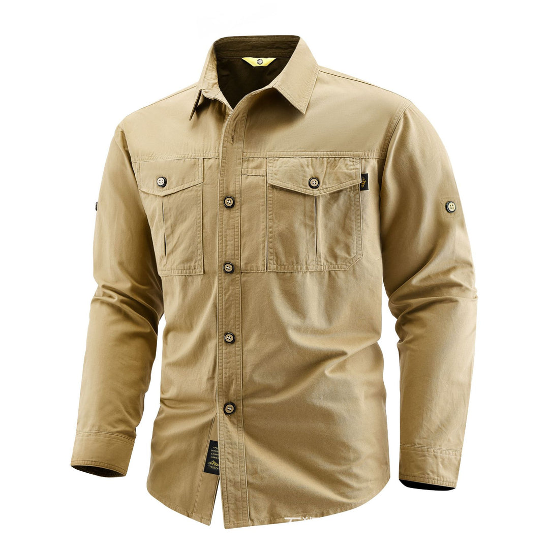 Herren Canvas-Overshirt im Field‑Style mit Brustklappen und durchgehender Knopfleiste Echo Archiv