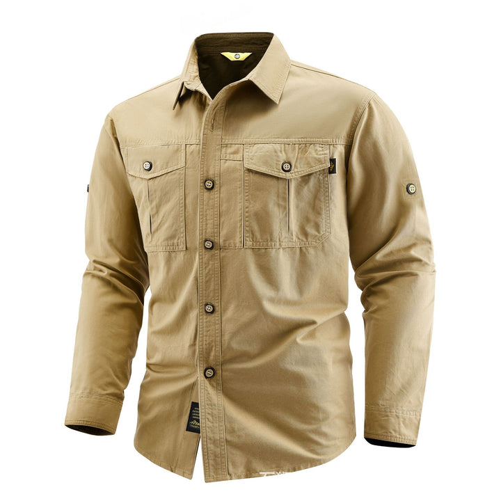 Herren Canvas-Overshirt im Field‑Style mit Brustklappen und durchgehender Knopfleiste Echo Archiv