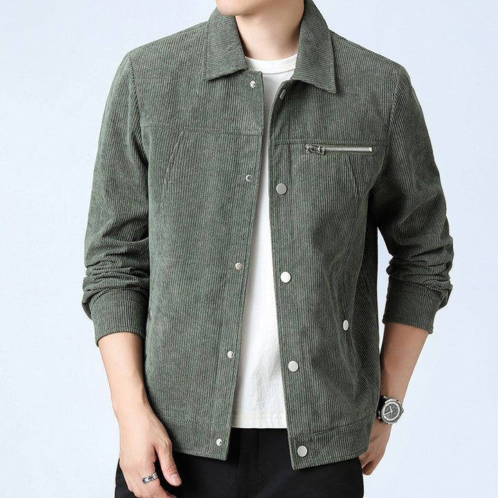 Herren Cord‑Overshirt aus Breitcord mit Druckknopf‑Front und Zipper‑Brusttasche Echo Archiv