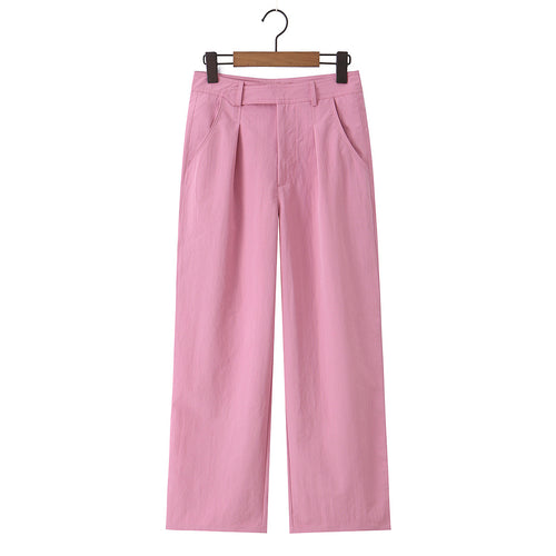 Damen weite Highwaist-Hose mit Bügelfalte, Bundfalten und geradem Bein – Avélisse