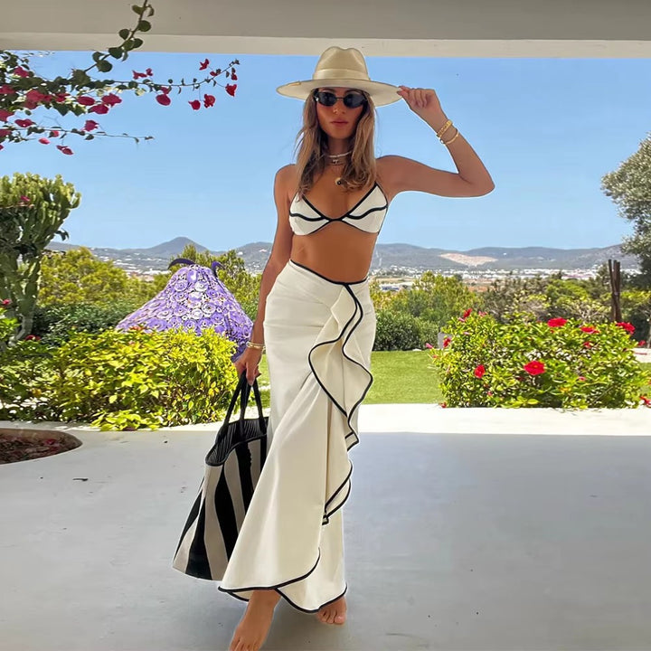 Damen Bikini-Set mit asymmetrischem Rock und verstellbarem Triangel-Oberteil Echo Archiv
