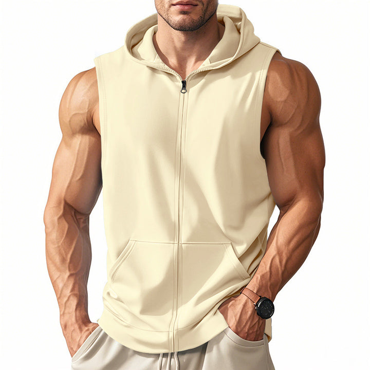 Herren nan funktionale Fitnessweste mit Kapuze, schmaler Passform und Kängurutasche Echo Archiv