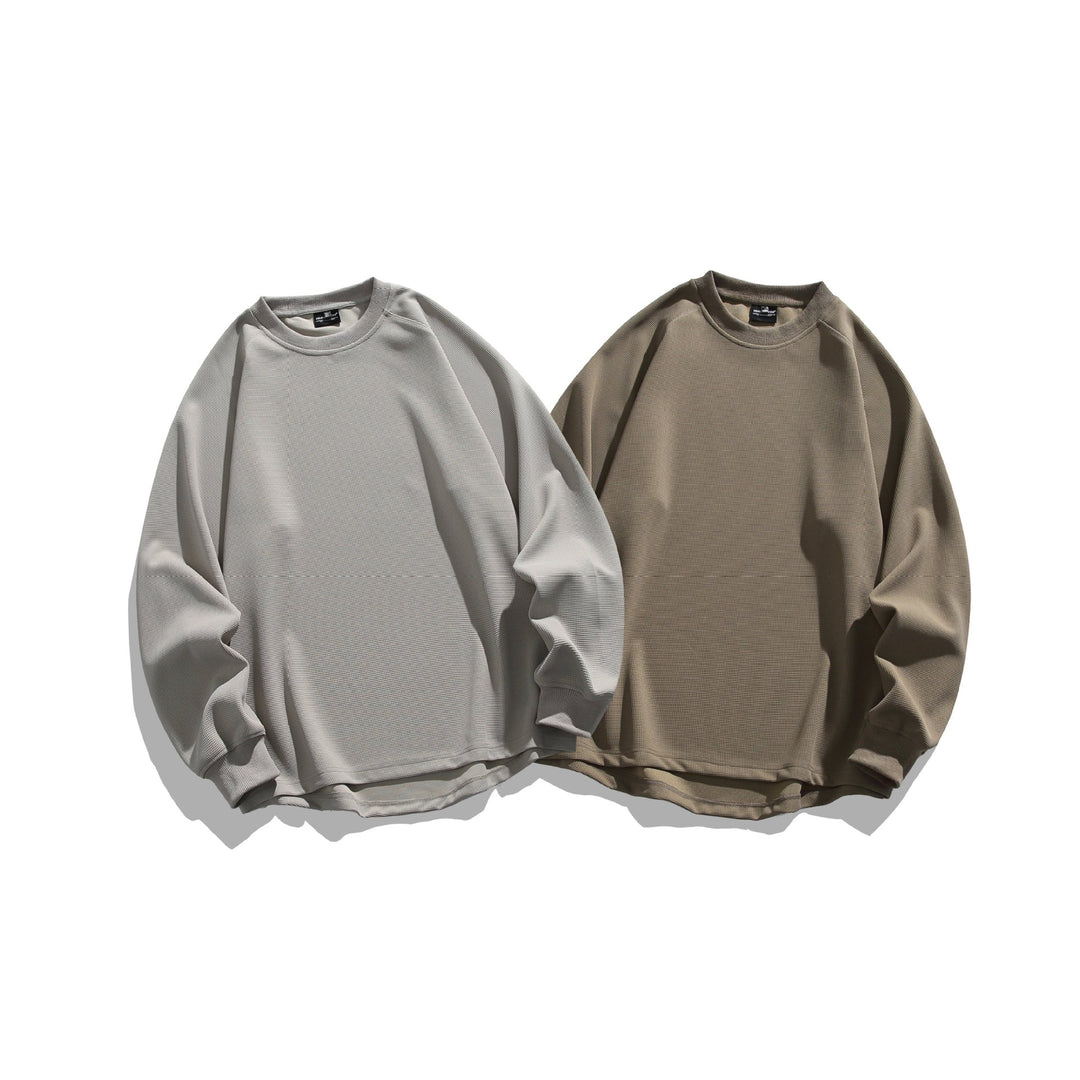 Unisex Oversize Waffelstrick-Sweatshirt mit Rundhalsausschnitt Echoarchiv